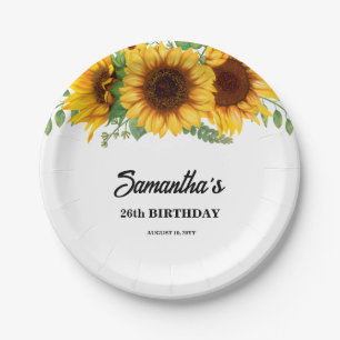 Assiettes En Carton Anniversaire de tournesol rustique