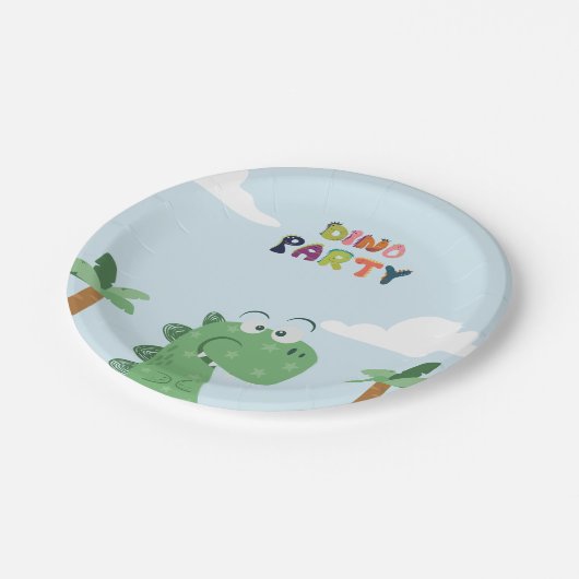 Assiettes En Carton Anniversaire de Tyrannosaurus Rex/T-Rex (Angle)