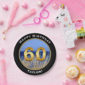 Assiettes En Carton Anniversaire de vue d'océan joyeux soixantième (Fête)