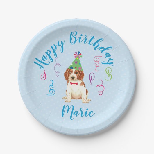 Assiettes En Carton Anniversaire de Welsh Springer Spaniel (Devant)