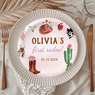 Assiettes En Carton Anniversaire de Western Rodeo Cowgirl