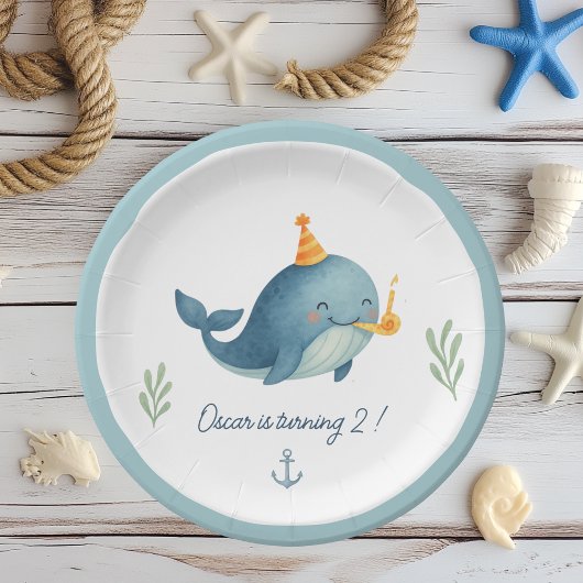 Assiettes En Carton Anniversaire des baleines | Ahoy | Thème Enfants N