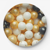 Assiettes En Carton Anniversaire des ballons noirs et d'or (Devant)