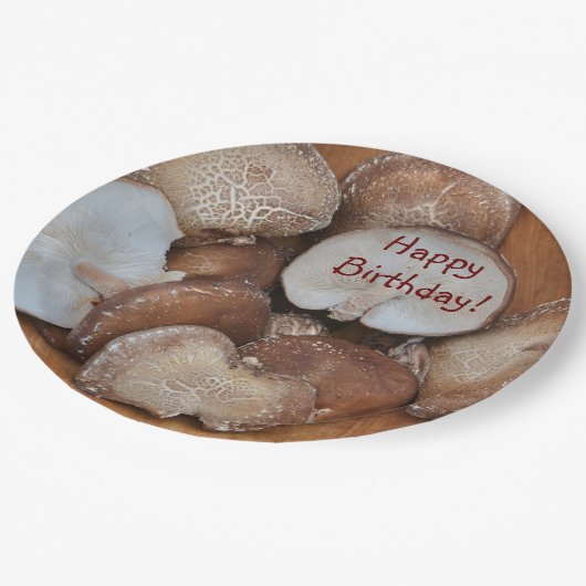 Assiettes En Carton Anniversaire des champignons shiitake (Angle)