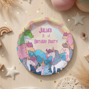 Assiettes En Carton Anniversaire des enfants licorne pastel