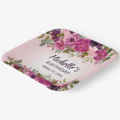 Assiettes En Carton Anniversaire des filles de fleurs rose violet (Angulaire)