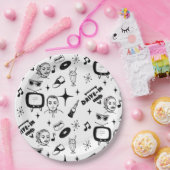 Assiettes En Carton Anniversaire des graphismes rétros des années 1950 (Fête)