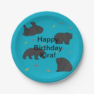 Assiettes En Carton Anniversaire des ours noirs