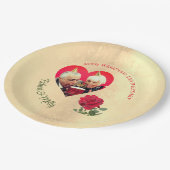 Assiettes En Carton Anniversaire des Roses rouges (Angle)