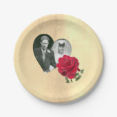 Assiettes En Carton Anniversaire des Roses rouges (Devant)