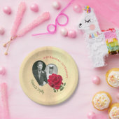 Assiettes En Carton Anniversaire des Roses rouges (Fête)