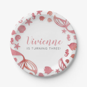 Assiettes En Carton Anniversaire des sirènes marines