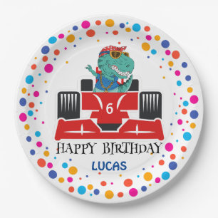 Assiettes En Carton Anniversaire Dinosaur race voiture garçon course r