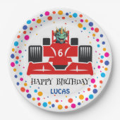 Assiettes En Carton Anniversaire Dinosaur race voiture garçon course r (Devant)