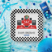 Assiettes En Carton Anniversaire Dinosaur voiture de course rouge nom  (Fête)