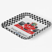 Assiettes En Carton Anniversaire Dinosaur voiture de course rouge nom  (Angulaire)