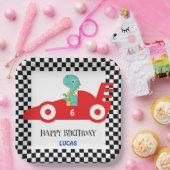 Assiettes En Carton Anniversaire Dinosaur voiture de course rouge nom  (Fête)