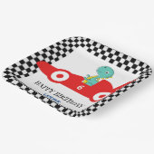 Assiettes En Carton Anniversaire Dinosaur voiture de course rouge nom  (Angulaire)