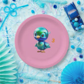 Assiettes En Carton anniversaire d'oiseau mignon (Fête)