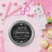 Assiettes En Carton Anniversaire du 60e Mariage en argent et noir (Fête)