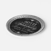 Assiettes En Carton Anniversaire du 60e Mariage en argent et noir (Angle)