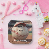 Assiettes En Carton Anniversaire du baseball de dessin (Fête)