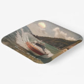 Assiettes En Carton Anniversaire du bateau à moteur (Angulaire)