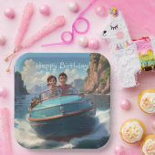 Assiettes En Carton Anniversaire du bateau à moteur (Fête)