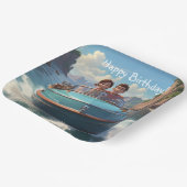 Assiettes En Carton Anniversaire du bateau à moteur (Angulaire)