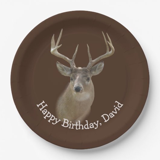Assiettes En Carton Anniversaire du Big Buck Deer (Devant)