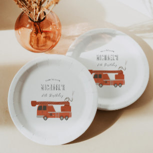 Assiettes En Carton Anniversaire du camion à feu