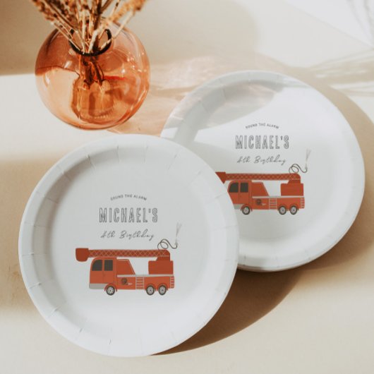 Assiettes En Carton Anniversaire du camion à feu