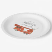 Assiettes En Carton Anniversaire du camion à feu (Angle)