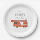 Assiettes En Carton Anniversaire du camion à feu (Devant)