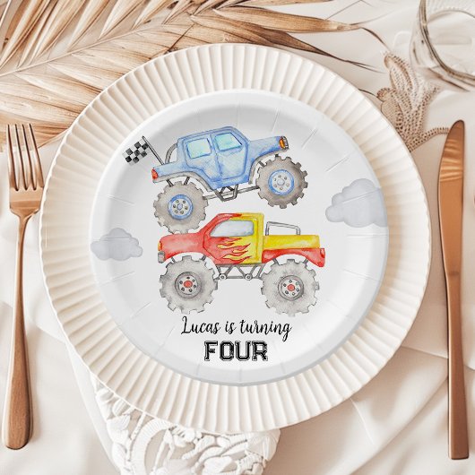 Assiettes En Carton Anniversaire du camion Monster