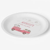 Assiettes En Carton Anniversaire du camion rose (Angle)