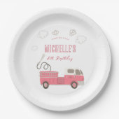 Assiettes En Carton Anniversaire du camion rose (Devant)