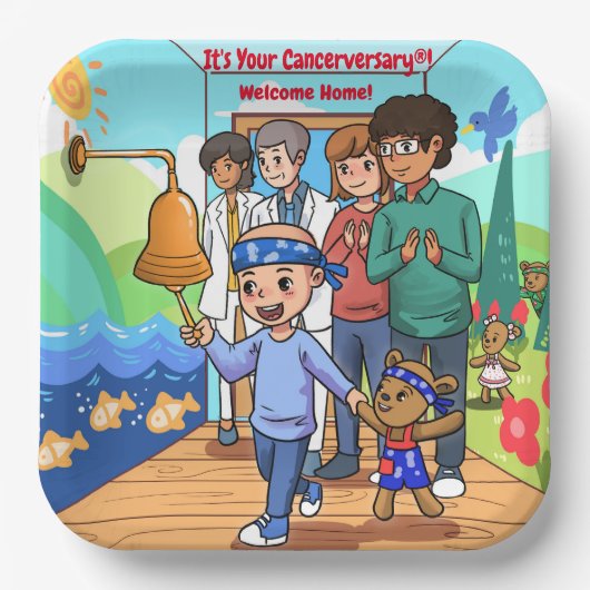 Assiettes En Carton Anniversaire du cancer (Recto)