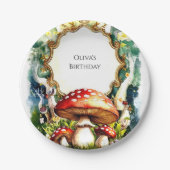Assiettes En Carton Anniversaire du champignon forestier simple (Devant)