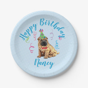 Assiettes En Carton Anniversaire du Chinois Shar-Pei