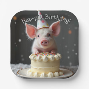 Assiettes En Carton Anniversaire du cochon de Hap