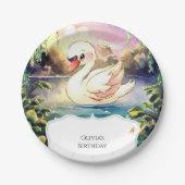 Assiettes En Carton Anniversaire du cygne enchanté Boho (Devant)