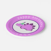 Assiettes En Carton Anniversaire du Dinosaur pourpre (Angle)