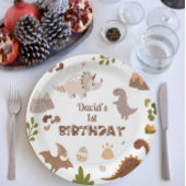 Assiettes En Carton Anniversaire du Dinosaure Neutre