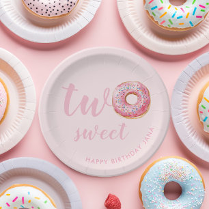 Assiettes En Carton Anniversaire du Donut rose
