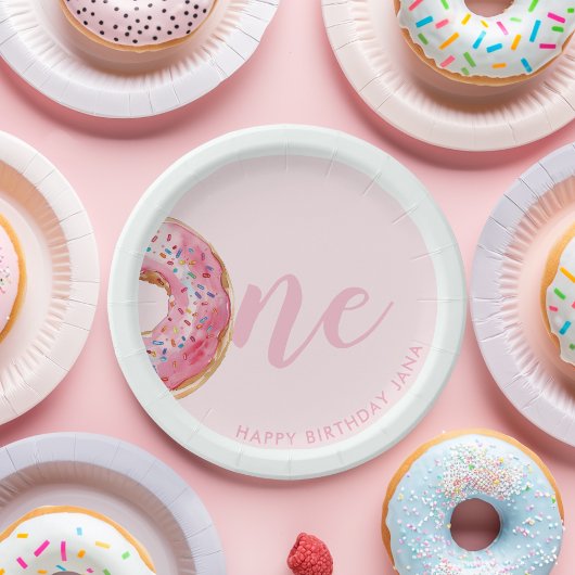 Assiettes En Carton Anniversaire du Donut rose