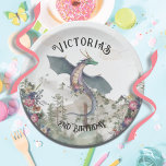 Assiettes En Carton Anniversaire du dragon forestier enchanté<br><div class="desc">Aquarelle enchantée Forêt Forêt Forêt fête d'anniversaire avec dragon volant et de belles fleurs sauvages. Parfait pour une fête d'anniversaire magique et mystique. Tout libellé peut être modifié pour répondre à vos besoins. Parfait pour une fille ! Pour apporter d'autres modifications, accédez à Personnaliser ce modèle. En bas, vous verrez...</div>