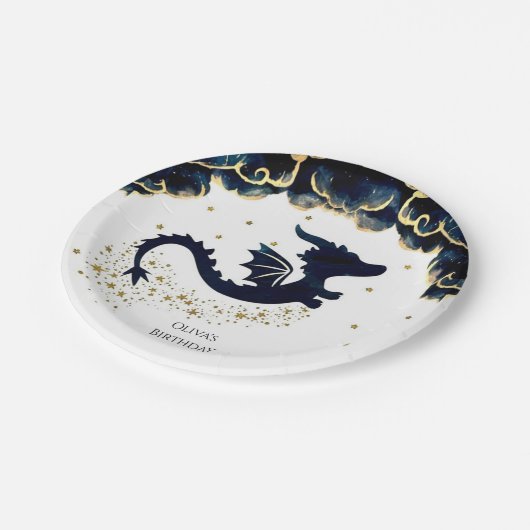 Assiettes En Carton Anniversaire du Dragon Whimsical (Angle)