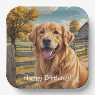 Assiettes En Carton Anniversaire du Golden Retriever