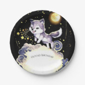Assiettes En Carton Anniversaire du loup de forêt enchanté (Devant)